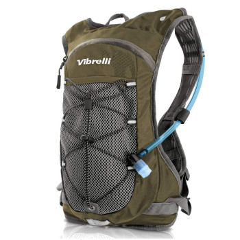 Vibrelli Hydration Pack & 2L Hydration Water Bladder - High Flow Bite Valve - Hydration Backpack With Storage - Lightweight Running Backpack, Also For Cycling, Hiking, Ski, Snow For Men, Women & Kids