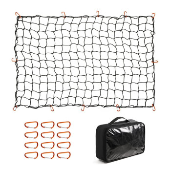 Czc Auto Bungee Cargo Net 4X6Ft Truck Bed Net Stretches To 8X12Ft For Pickup Trailer Rv Suv Boat 4Inch X 4Inch Mesh Net Holds Small And Large12 Tangle Free Carabinerssuper Duty