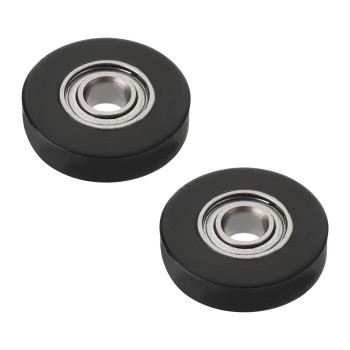 MroMax Roller Idler Bearing Pulley-3 x 12 x 3mm Sliding Conveyor PU Wheel with 683ZZ Bearing for Furniture, Hardware Accessories and Mobile Door Black 2Pcs