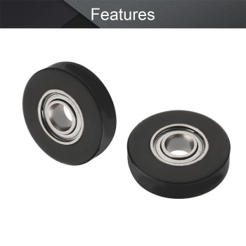 MroMax Roller Idler Bearing Pulley-3 x 12 x 3mm Sliding Conveyor PU Wheel with 683ZZ Bearing for Furniture, Hardware Accessories and Mobile Door Black 2Pcs