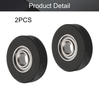 MroMax Roller Idler Bearing Pulley-3 x 12 x 3mm Sliding Conveyor PU Wheel with 683ZZ Bearing for Furniture, Hardware Accessories and Mobile Door Black 2Pcs