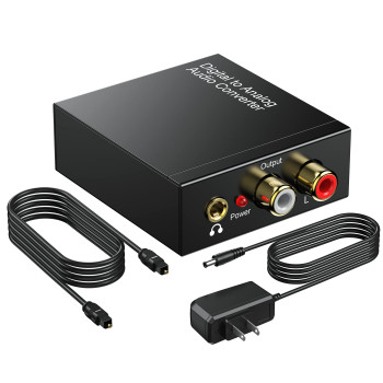 Digital To Analog Audio Converter 192Khz, Dac Digital Spdif Coaxial Optical Convert To L/R Rca, Toslink Optical To 3.5Mm Jack Audio Adapter For Ps4 Hd Dvd Home Cinema Systems