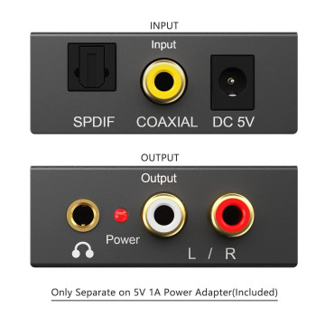 Digital To Analog Audio Converter 192Khz, Dac Digital Spdif Coaxial Optical Convert To L/R Rca, Toslink Optical To 3.5Mm Jack Audio Adapter For Ps4 Hd Dvd Home Cinema Systems