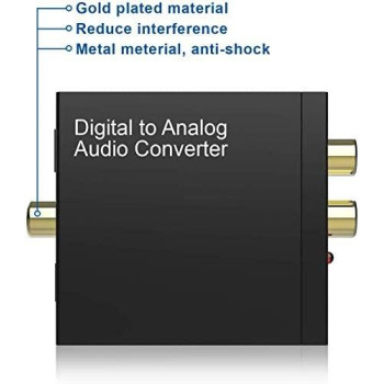 Digital To Analog Audio Converter 192Khz, Dac Digital Spdif Coaxial Optical Convert To L/R Rca, Toslink Optical To 3.5Mm Jack Audio Adapter For Ps4 Hd Dvd Home Cinema Systems