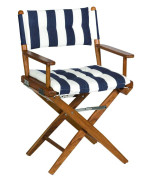 Whitecap 61040 Teak Directors Chair With Navywhite Striped Cushion - 18