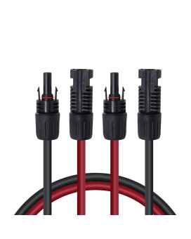 Renogy 5Ft 12Awg Male And Female Solar Panel Connectors, Extension Cables-Pair, 1 Pair 5' 12 Gauge Red And Black