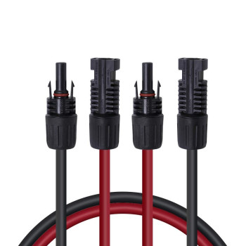 Renogy 5Ft 12Awg Male And Female Solar Panel Connectors, Extension Cables-Pair, 1 Pair 5' 12 Gauge Red And Black