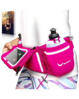 [Voted No.1 Hydration Belt] Pink Winners' Running Fuel Belt - Includes Accessories: 2 Bpa Free Water Bottles & Runners Ebook - Fits Any Iphone - W/Touchscreen Cover - No Bounce Fit And More!