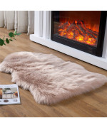 Easyjoy Ultra Soft Fluffy Shaggy Area Rug Faux Fur Rug Chair Cover Seat Pad Fuzzy Area Rug For Bedroom Floor Sofa Living Room (2 X 3 Ft Sheepskin, Pink)