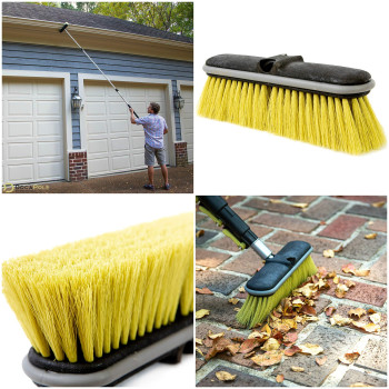 DocaPole 30 ft High Reach Brush Kit with 6-24 Foot Telescopic Extension Pole; Includes Soft Scrub Car Wash Brush, Medium Bristle Cleaning Brush and Deck Brush with Hard Bristles