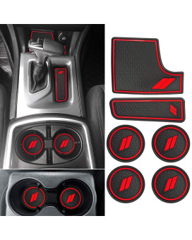 Auovo Anti Dust Mats For Charger 2015-2023 Accessories Custom Fit Cup Holder Liners Mats(6Pcsset, Red)