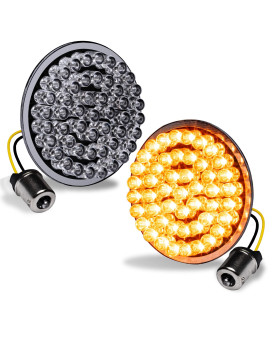 2 1156 Rear Amber Led Turn Signal Tail Light For Harley Davidson Pair Set] Black-Finish] Bullet Style] Turn Signals For Harley Sportster Street Road Glide King Dyna Softail Fatboy Electra Heritage