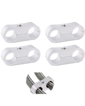 6An Hose Separator Clamp Aluminum Fuel Line Mounting Clamp Divider Hose Fitting Adapter Fit For 38 Fuel Line, Oil Line, Brake Line, Water Pipe And Gas Line,Silver,4Pcs