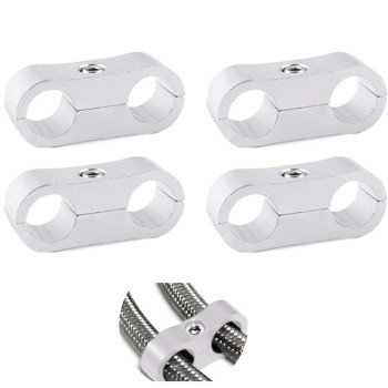 6An Hose Separator Clamp Aluminum Fuel Line Mounting Clamp Divider Hose Fitting Adapter Fit For 38 Fuel Line, Oil Line, Brake Line, Water Pipe And Gas Line,Silver,4Pcs