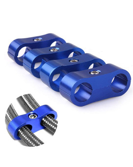 4An Hose Separator Clamp Aluminum Fuel Line Mounting Clamp Divider Hose Fitting Adapter Fit For 14 Fuel Line, Oil Line, Brake Line, Water Pipe And Gas Line,Blue,4Pcs