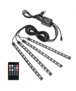 Interior Car Lights, 4Pcs 48 Usb Car Led Strip Lights, Multicolor Music Led Interior Light Under Dash Lighting Kit With Sound Active Function And Wireless Remote Controller, Dc 5V