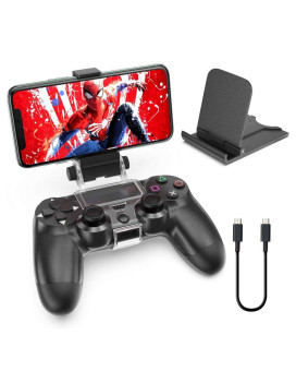 Oivo Ps4 Controller Phone Mount Clip For Rmote Play, Mobile Gaming Clamp Bracket Phone Holder With Adjustable Stand Compatible With Dualshock 4 /Ps4 Slim/Ps4 Pro Controllers