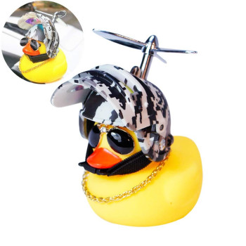 Wonuu Rubber Duck Toy Car Ornaments Yellow Duck Car Dashboard Decorations With Propeller Helmet