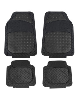 Automotive Floor Mats Black Universal Fit Climaproof For All Weather Protection Heavy Duty Rubber Fits Most Cars, Suvs, And Trucks, Trim To Fit Design Fh Group F11315Black