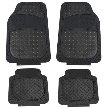 Automotive Floor Mats Black Universal Fit Climaproof For All Weather Protection Heavy Duty Rubber Fits Most Cars, Suvs, And Trucks, Trim To Fit Design Fh Group F11315Black