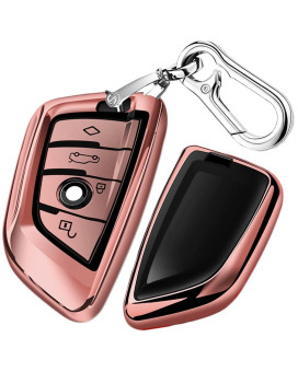 Qbuc Key Fob Cover Full Protective Case, Key Fob Case For X1 X3 X5 X6 And For Series 1 2 5 7 Soft Tpu Anti-Dust Case Shell Keyless Remote Control(Pink)