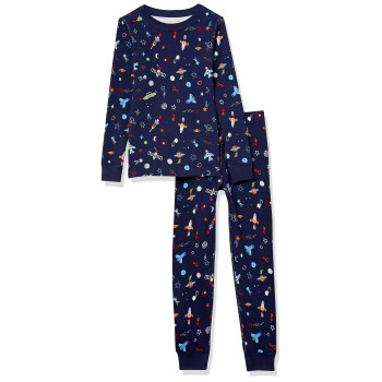 Moon And Back By Hanna Andersson Baby Girls Organic Cotton Long-Sleeve Top And Bottom Pajama Set, Pack Of 2, Space, 6-12 Months