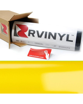 3M 2080 G55 Vinyl Car Wrap Film Sheet Roll With Air Release Technology - 5Ft X 1Ft With Application Card, Gloss Lucid Yellow