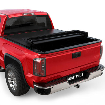 Mostplus Quad Fold Tonneau Soft Cover Truck Bed Compatible For 07-13 Chevy Silverado 1500 Gmc Sierra 1500 Four Fold (65 Ft) On Top