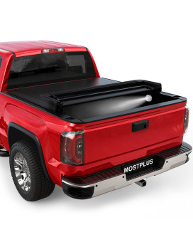 Mostplus Quad Fold Tonneau Soft Cover Truck Bed Compatible For 07-13 Chevy Silverado 1500 Gmc Sierra 1500 Four Fold (58 Ft) On Top