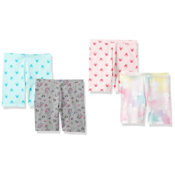 carkartEssentials Disney Marvel Star Wars Frozen Princess Girls Bike Shorts (Previously Spotted Zebra), Pack Of 4, Greypinkgreen, Minnie Vibes, Small