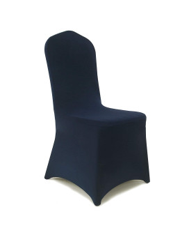 Peomeise 12Pcs Stretch Spandex Chair Cover For Wedding Party Dining Banquet Event (Navy, 12)