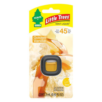 Little Trees Car Air Freshener Vent Liquid Provides Long-Lasting Scent For Auto Or Home Add A Splash Of Little Trees To Your Vent Golden Vanilla, 4-Pack