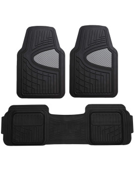 Automotive Floor Mats Gray Black Universal Fit Climaproof For All Weather Protection Heavy Duty Rubber Fits Most Cars, Suvs, And Trucks, Trim To Fit Fh Group F11511Grayblack