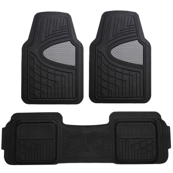 Automotive Floor Mats Gray Black Universal Fit Climaproof For All Weather Protection Heavy Duty Rubber Fits Most Cars, Suvs, And Trucks, Trim To Fit Fh Group F11511Grayblack