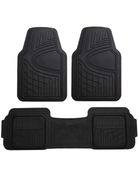 Automotive Floor Mats Black Universal Fit Climaproof For All Weather Protection Heavy Duty Rubber Fits Most Cars, Suvs, And Trucks, Trim To Fit Fh Group F11511Black