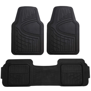 Automotive Floor Mats Black Universal Fit Climaproof For All Weather Protection Heavy Duty Rubber Fits Most Cars, Suvs, And Trucks, Trim To Fit Fh Group F11511Black