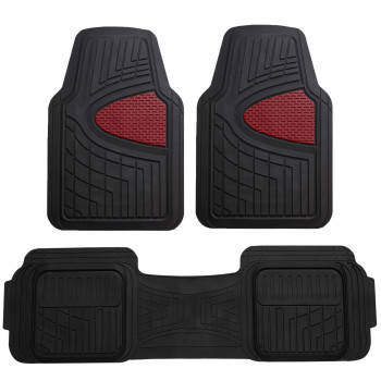 Automotive Floor Mats Burgundy Universal Fit Climaproof For All Weather Protection Heavy Duty Rubber Fits Most Cars, Suvs, And Trucks, Trim To Fit Fh Group F11511Burgundy