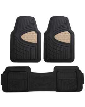 Automotive Floor Mats Beige Universal Fit Climaproof For All Weather Protection Heavy Duty Rubber Fits Most Cars, Suvs, And Trucks, Trim To Fit Fh Group F11511Beige