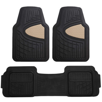 Automotive Floor Mats Beige Universal Fit Climaproof For All Weather Protection Heavy Duty Rubber Fits Most Cars, Suvs, And Trucks, Trim To Fit Fh Group F11511Beige