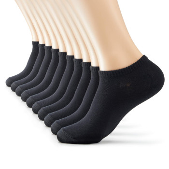 Monfoot Womens And Mens 10-Pack Eco Friendly Low Ankle Socks Black Small