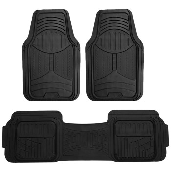 Automotive Floor Mats Black Universal Fit All Season Protection Heavy Duty Rubber Fits Most Cars, Suvs, And Trucks, Trim To Fit Fh Group F11513Black