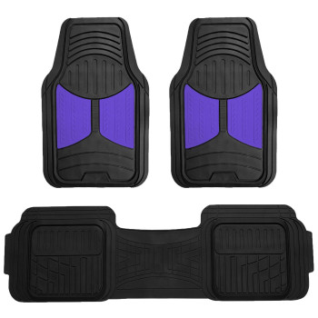 Automotive Floor Mats Blue Universal Fit All Season Protection Heavy Duty Rubber Fits Most Cars, Suvs, And Trucks, Trim To Fit Fh Group F11513Blue