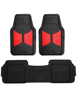 Fh Group Car Floor Mats - Heavy-Duty Rubber Floor Mats For Cars, Universal Fit Full Set, Trimmable Automotive Floor Mats, Climaproof Floor Mats For Most Sedan, Suv, Truck Floor Mats Red