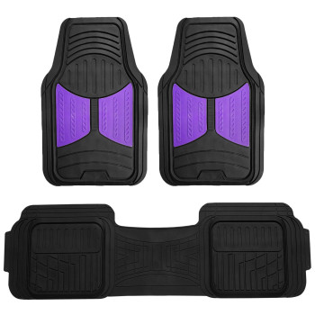 Automotive Floor Mats Purple Universal Fit All Season Protection Heavy Duty Rubber Fits Most Cars, Suvs, And Trucks, Trim To Fit Fh Group F11513Purple