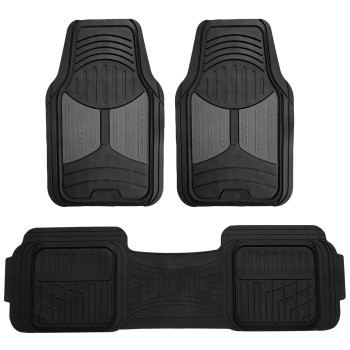 Automotive Floor Mats Gray Universal Fit All Season Protection Heavy Duty Rubber Fits Most Cars, Suvs, And Trucks, Trim To Fit Fh Group F11513Gray