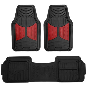 Automotive Floor Mats Burgundy Universal Fit All Season Protection Heavy Duty Rubber Fits Most Cars, Suvs, And Trucks, Trim To Fit Fh Group F11513Burgundy