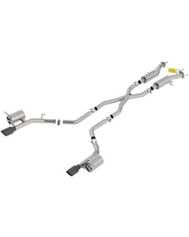 Borla 140792Bc Atak Cat-Back Exhaust System 2.75 In. Pipe 4.5 In. Single Round Rolled Angle Cut Black Chrome Single Split Rear Exit T-304 Stainless Steel Atak Cat-Back Exhaust System