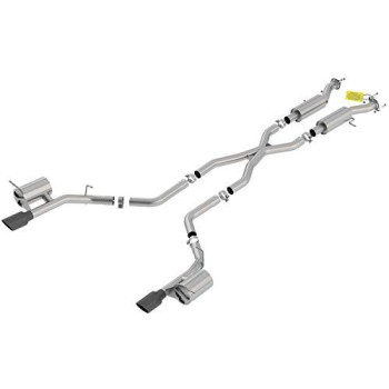 Borla 140792Bc Atak Cat-Back Exhaust System 2.75 In. Pipe 4.5 In. Single Round Rolled Angle Cut Black Chrome Single Split Rear Exit T-304 Stainless Steel Atak Cat-Back Exhaust System