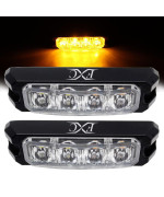 Fxc 4-Led Strobe Lights For Trucks Amber Waterproof Emergency Beacon Flash Lights,Purishion Caution Bar 10 Patterns Flashing Car Suv Pickup Truck Van Vehicle Pov (2 Pack)(4Led Amber)