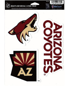 Wincraft Nhl Arizona Coyotes Decal Multi Use Fan 3 Pack Team Colors One Size